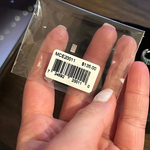 Macy's Emerald Green Silver Plated Cuff
Half Hoop Huggie Earrings - Picture 4 of 4